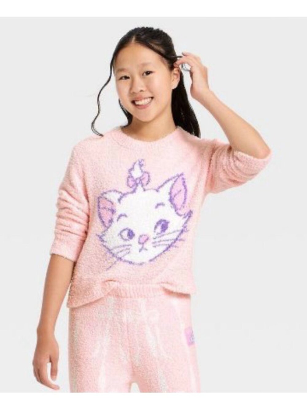 Disney Girls Marie Aristocats Pink Graphic Pullover Sweater 6/7 Small